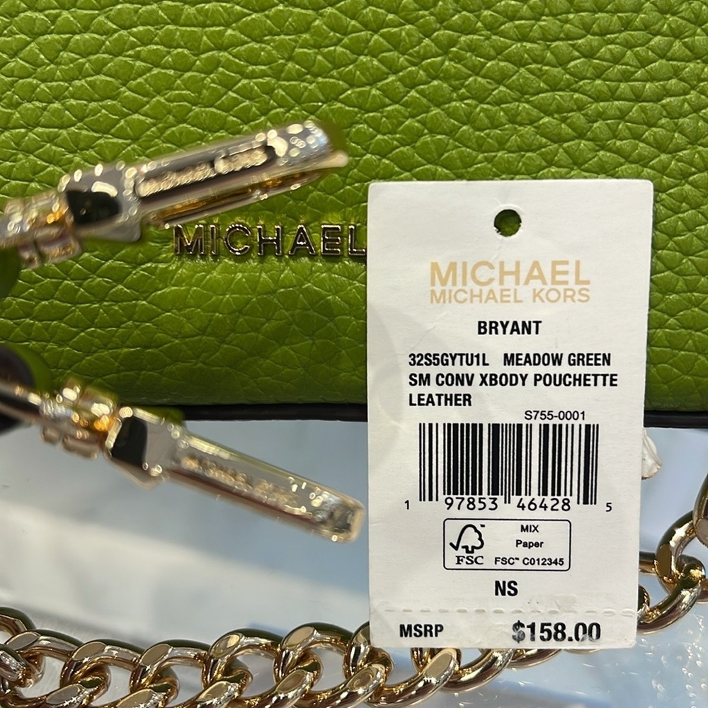 MICHAEL KORS Bryant Sm Pebbled Leather Convertible XBody Pochette
Meadow Green - Picture 12 of 16